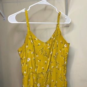 Floral yellow, white, and green jumpsuit